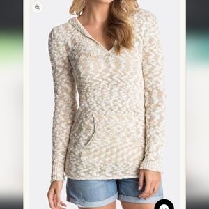 Roxy Women's White Knit Hooded Cotton Sweater